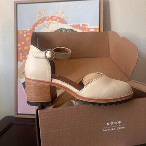 Portland Leather Goods Patina Womens Bone Leather Heeled Mary Jane Shoes Size 6